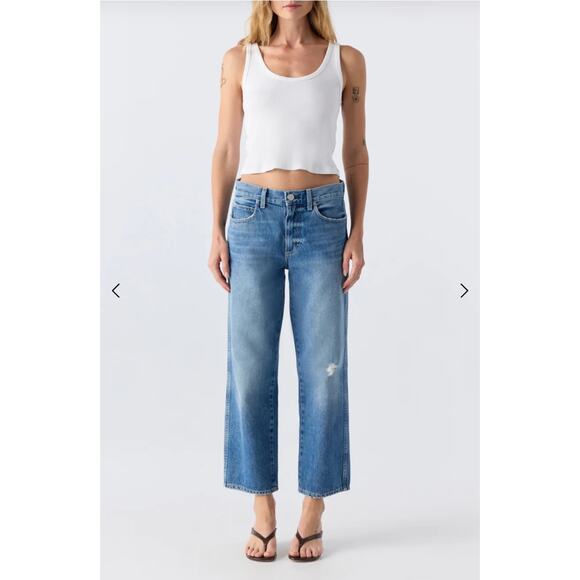 AMO Denim Women's Warmth Billie Cropped Wide Straight Leg Jeans Size 26 - Picture 1 of 16